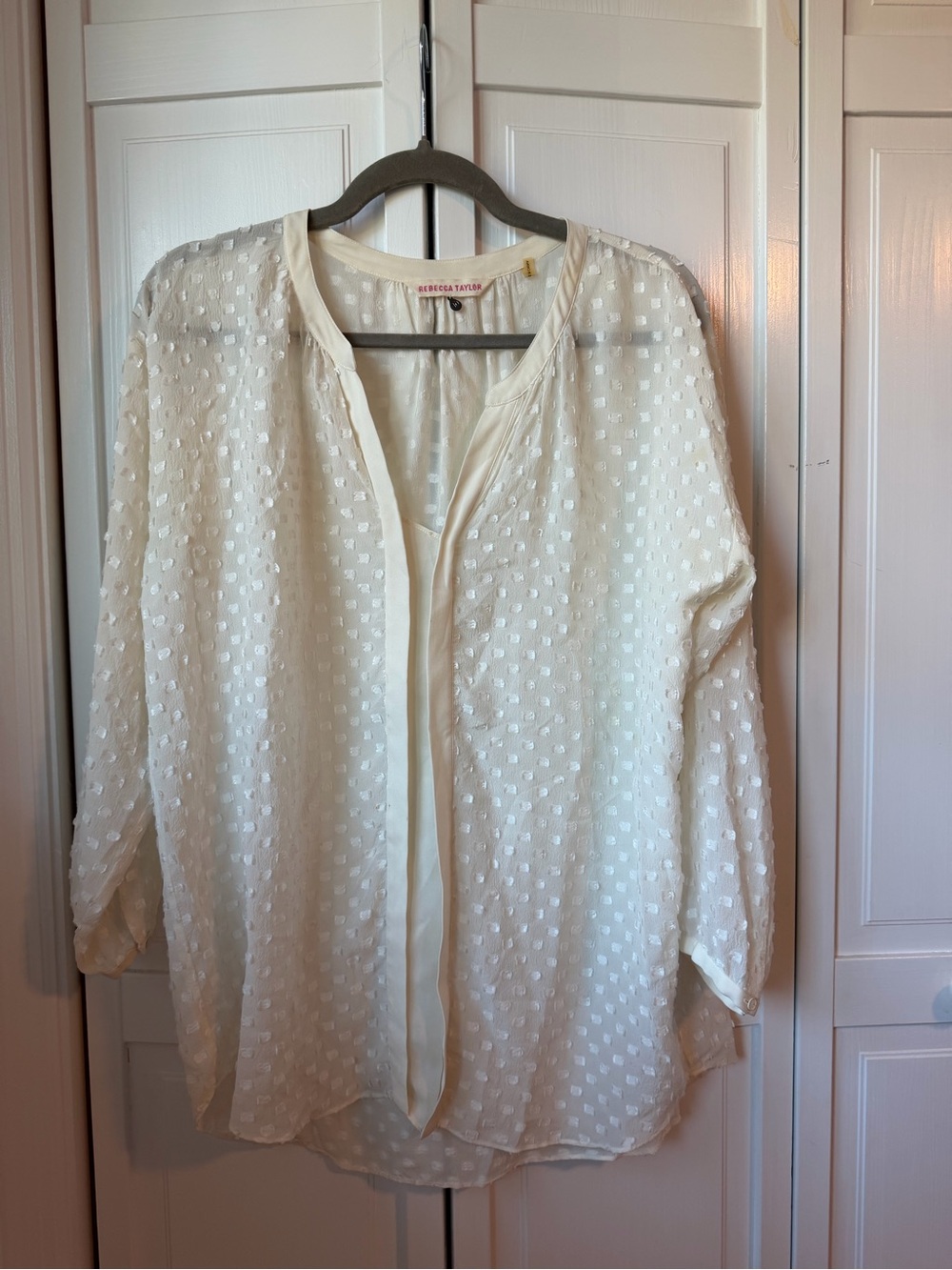 Rebecca Taylor Cream Swiss Dot Blouse